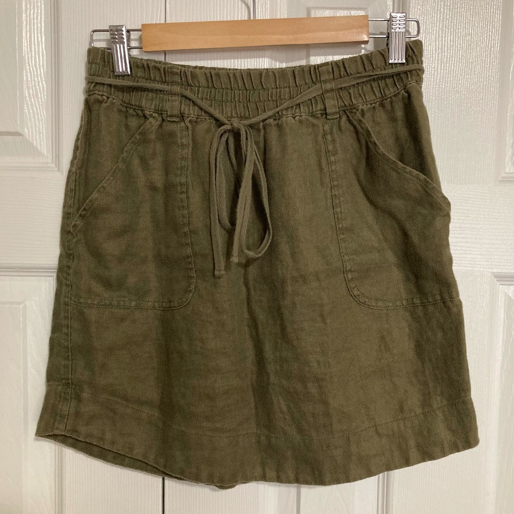LOFT | Olive green linen skirt.